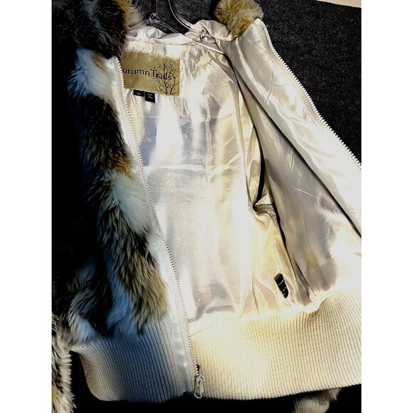 Autumn Trails Faux Fur Crop Zip Bomber Jacket Thick Coat w Hoodie Junior Size XL - Picture 5 of 12